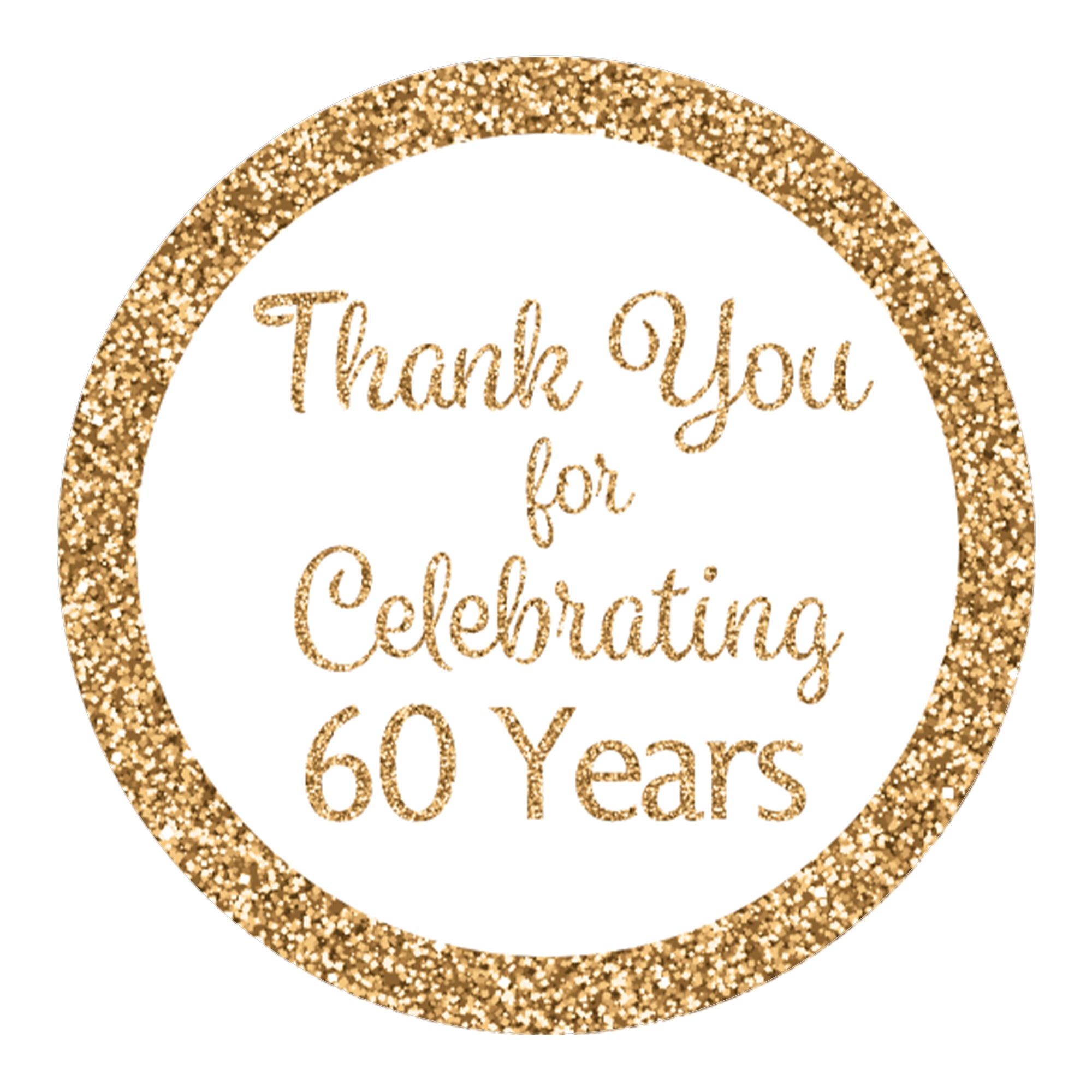 Make Your 60th Birthday Memorable with these White and Gold Thank You Stickers - 40 Labels
